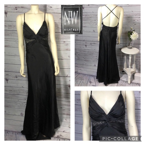 Night Way Collections Dresses & Skirts - NIGHTWAY black prom dress with low crisscross back